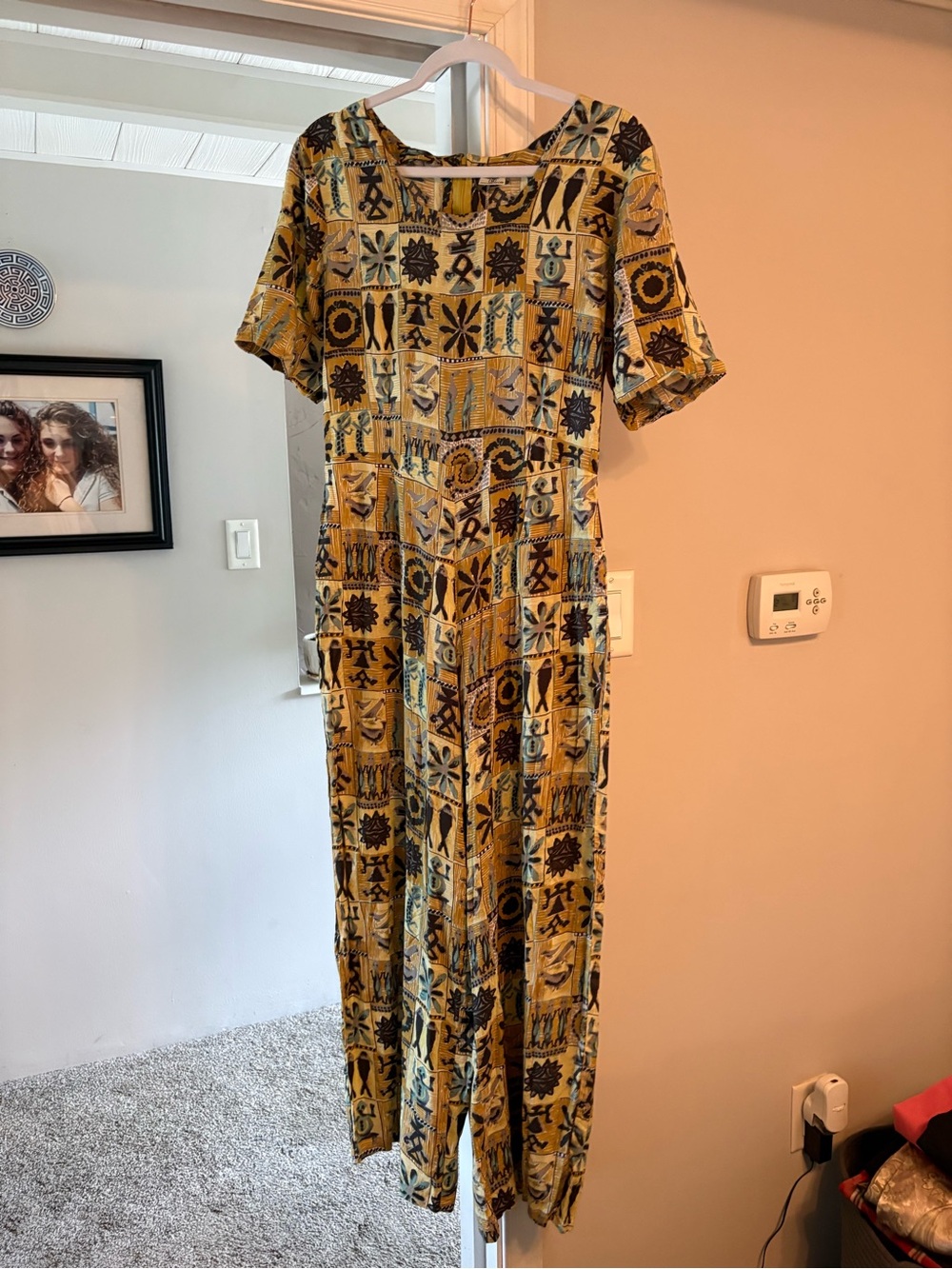Women's Mustard Patterned wide leg jumpsuit